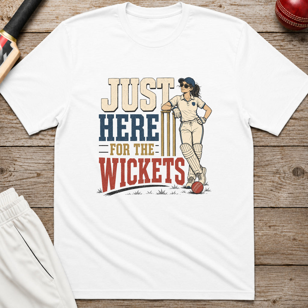 Just Here For The Wickets T-Shirt - White