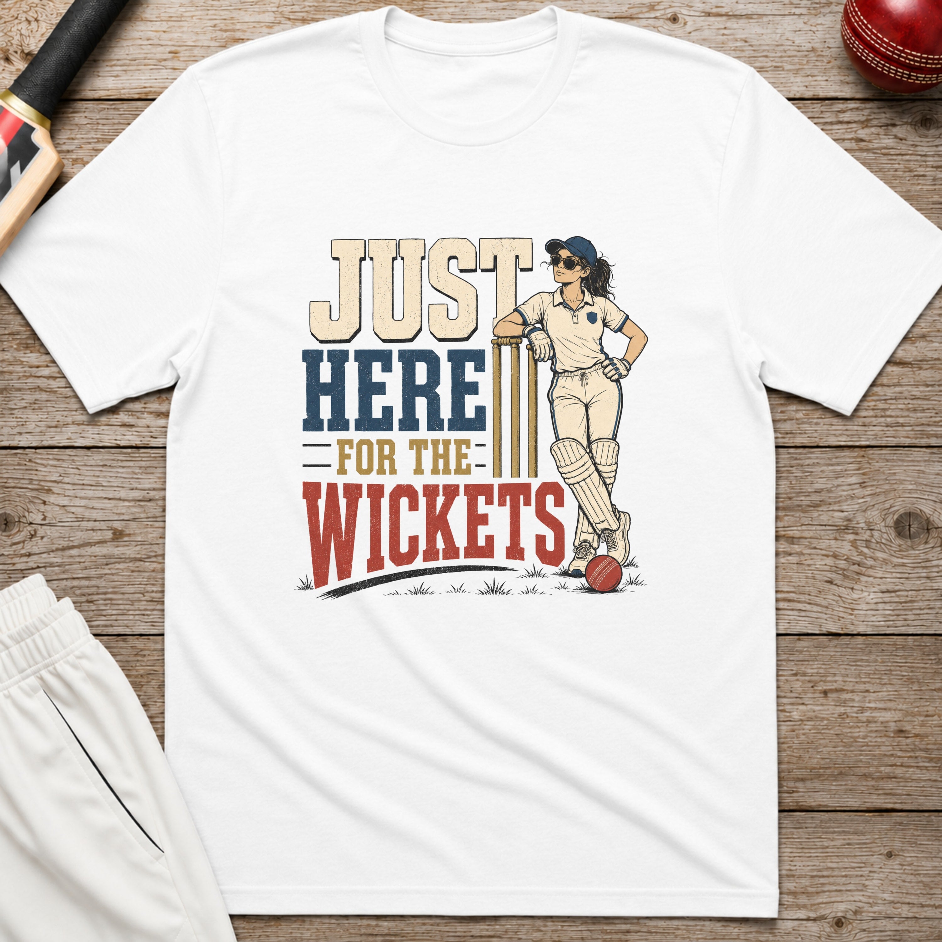Just Here For The Wickets T-Shirt - White