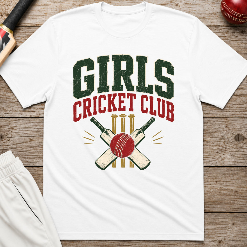 Girls Cricket Club T-Shirt - White