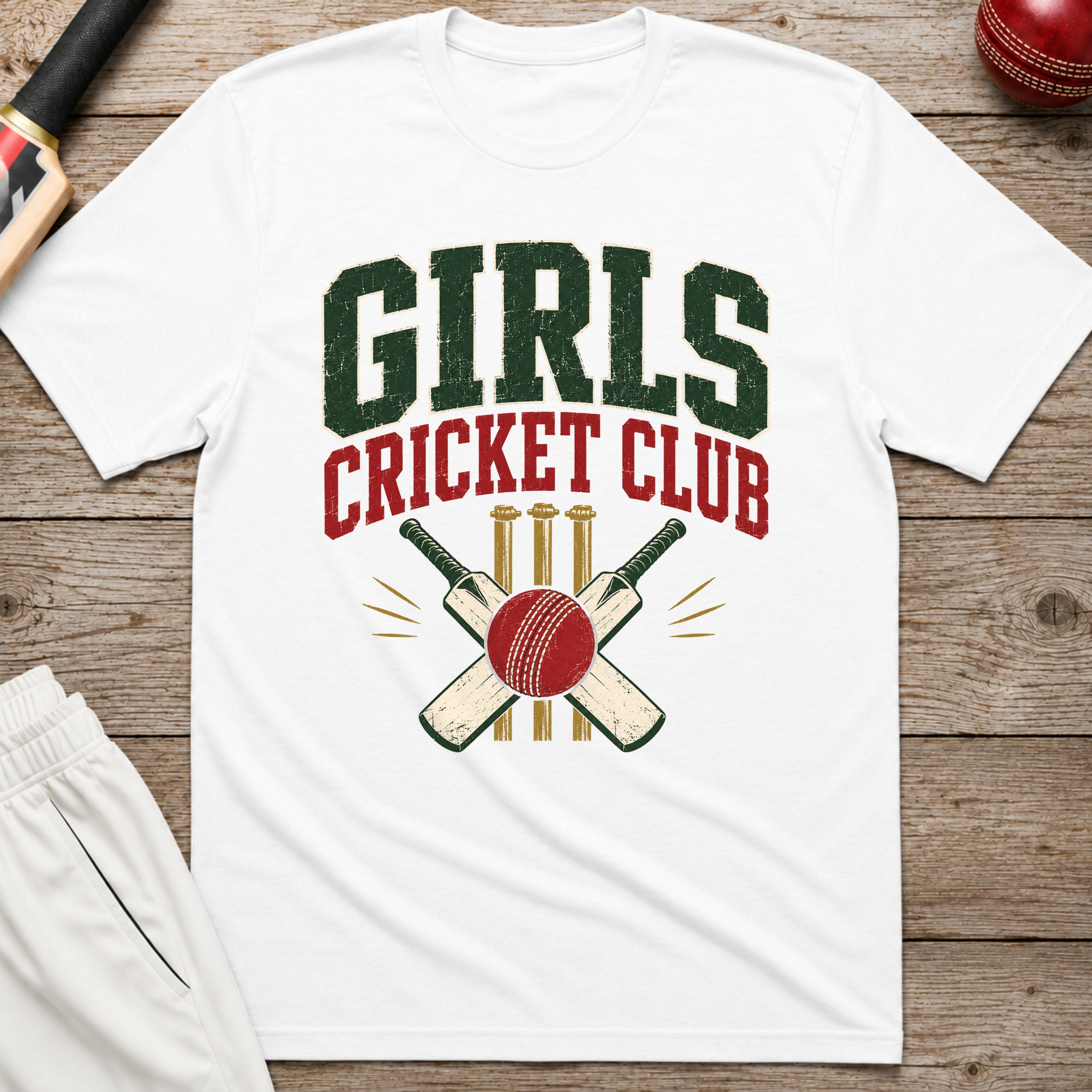 Girls Cricket Club T-Shirt - White
