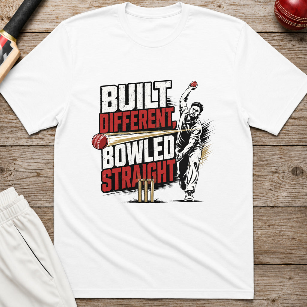 Built Different Bowled Straight T-Shirt - White