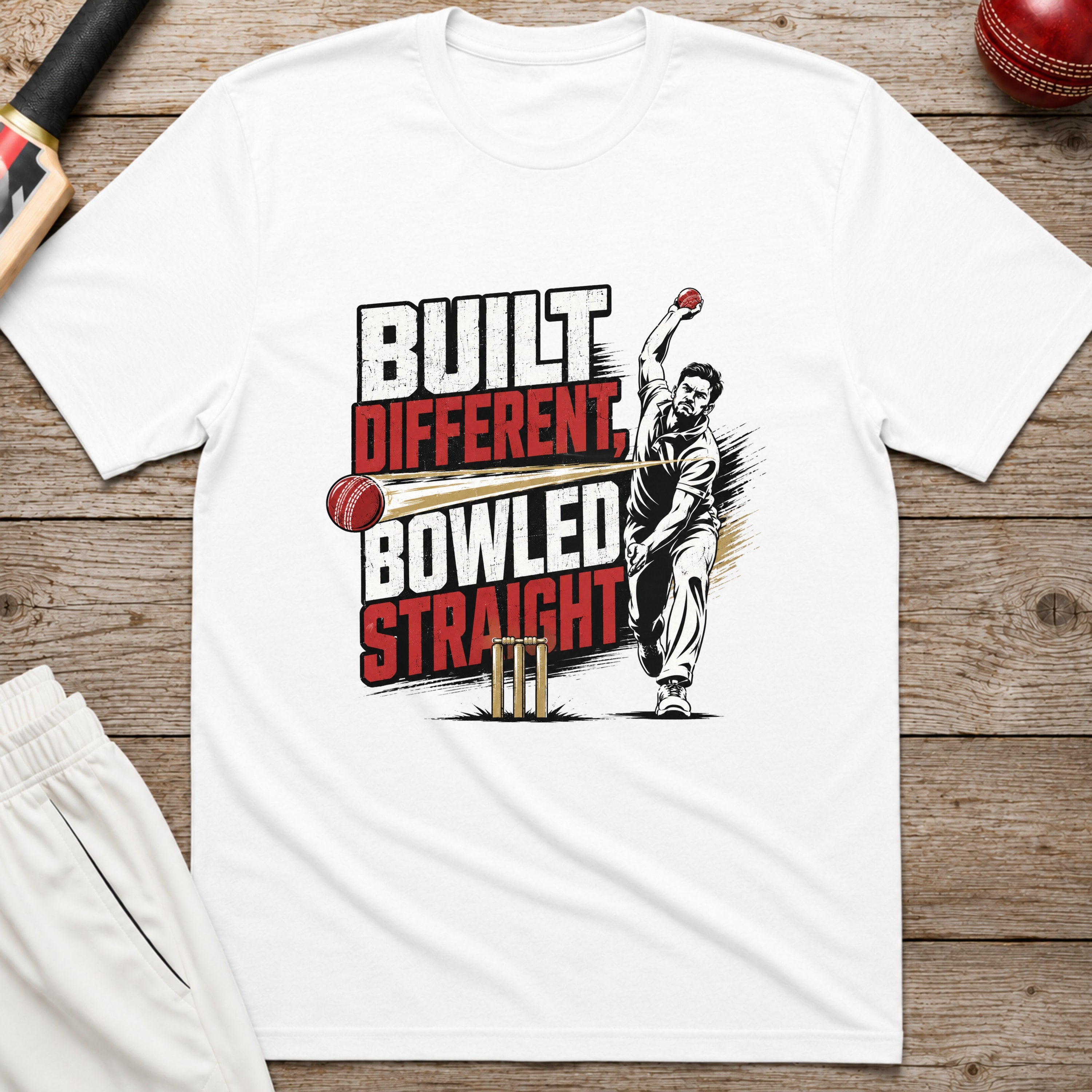Built Different Bowled Straight T-Shirt - White