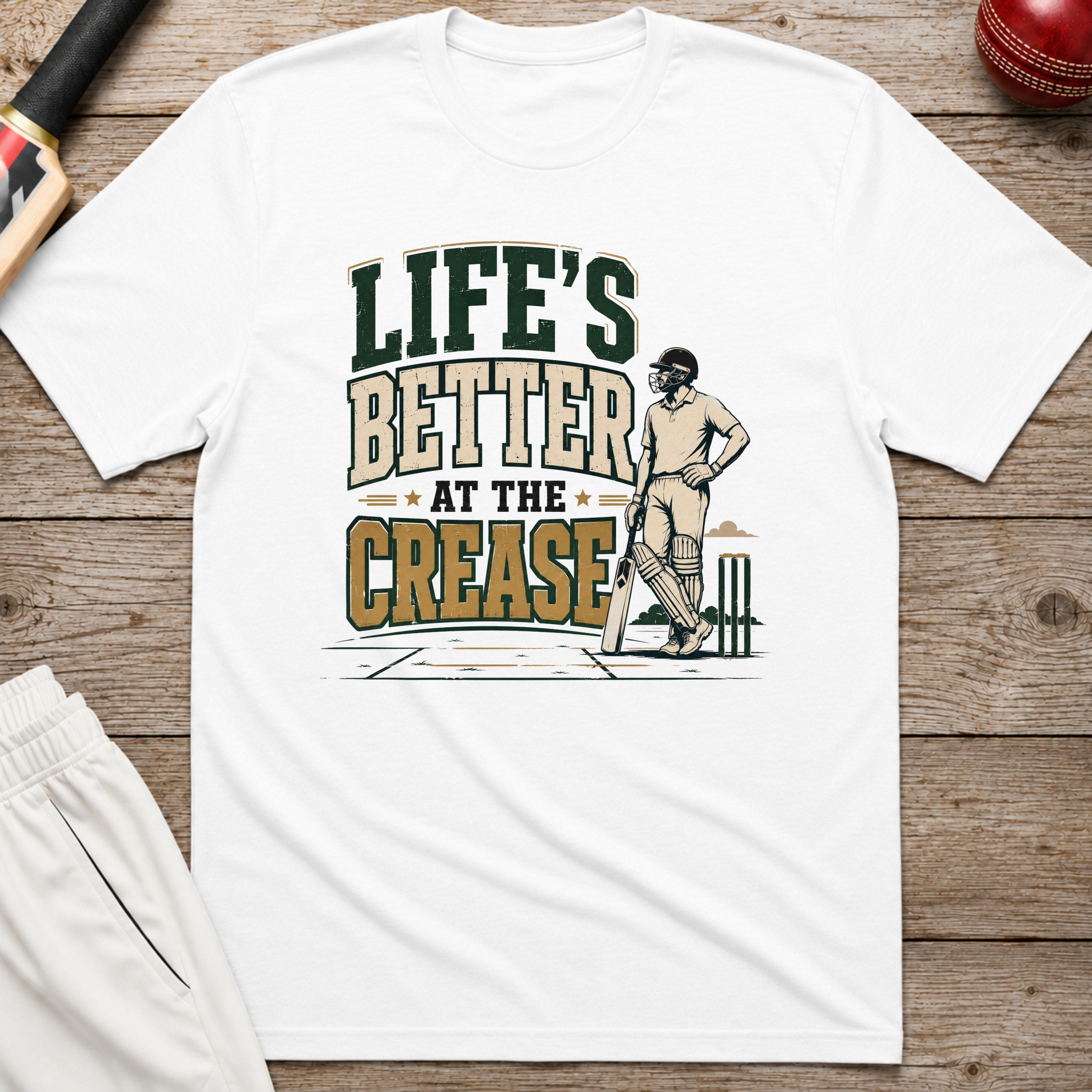 Lifes Better At The Crease T-Shirt - White