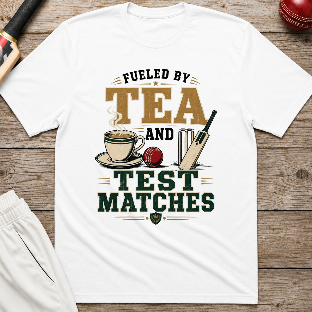 Fueled By Tea And Test Matches T-Shirt - White