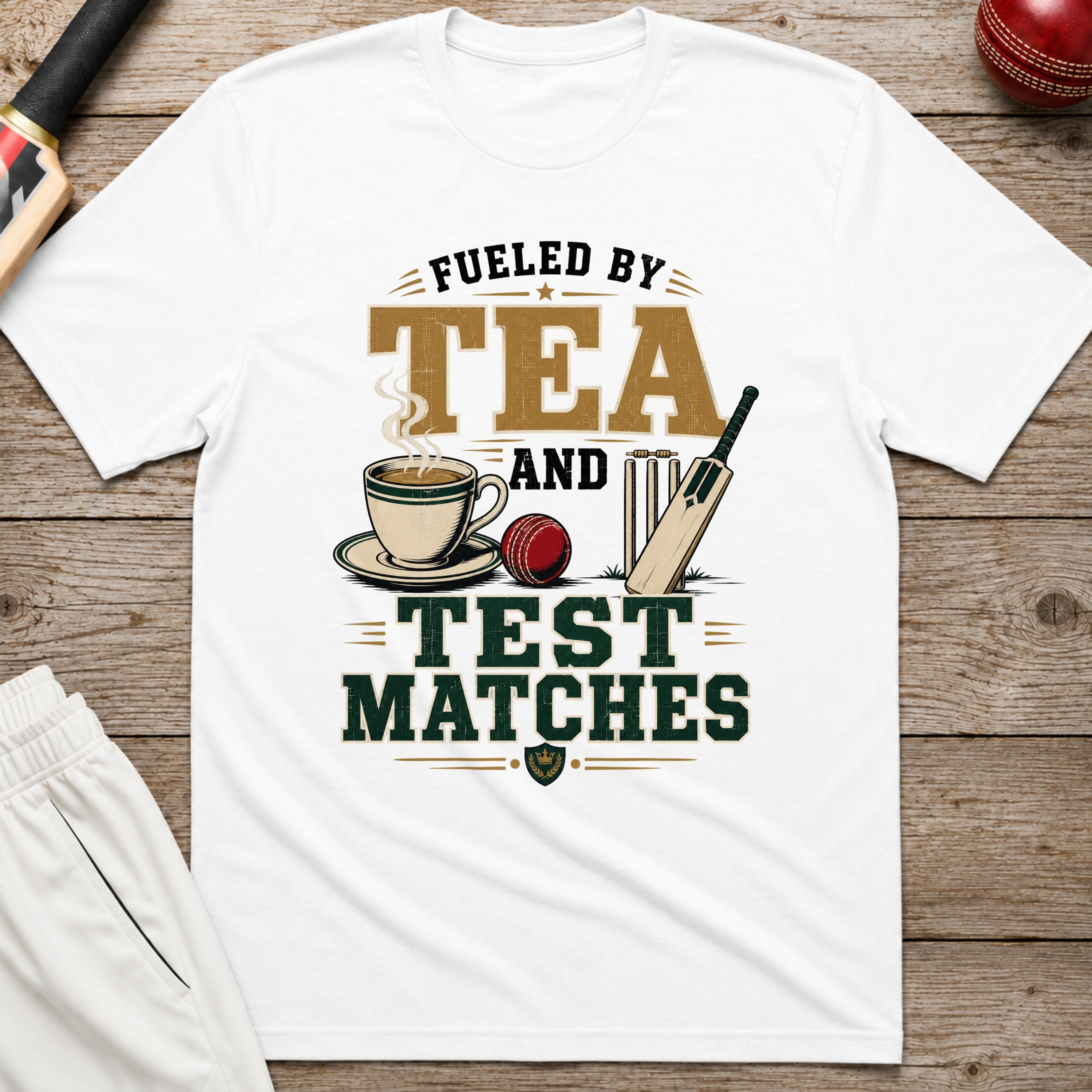 Fueled By Tea And Test Matches T-Shirt - White