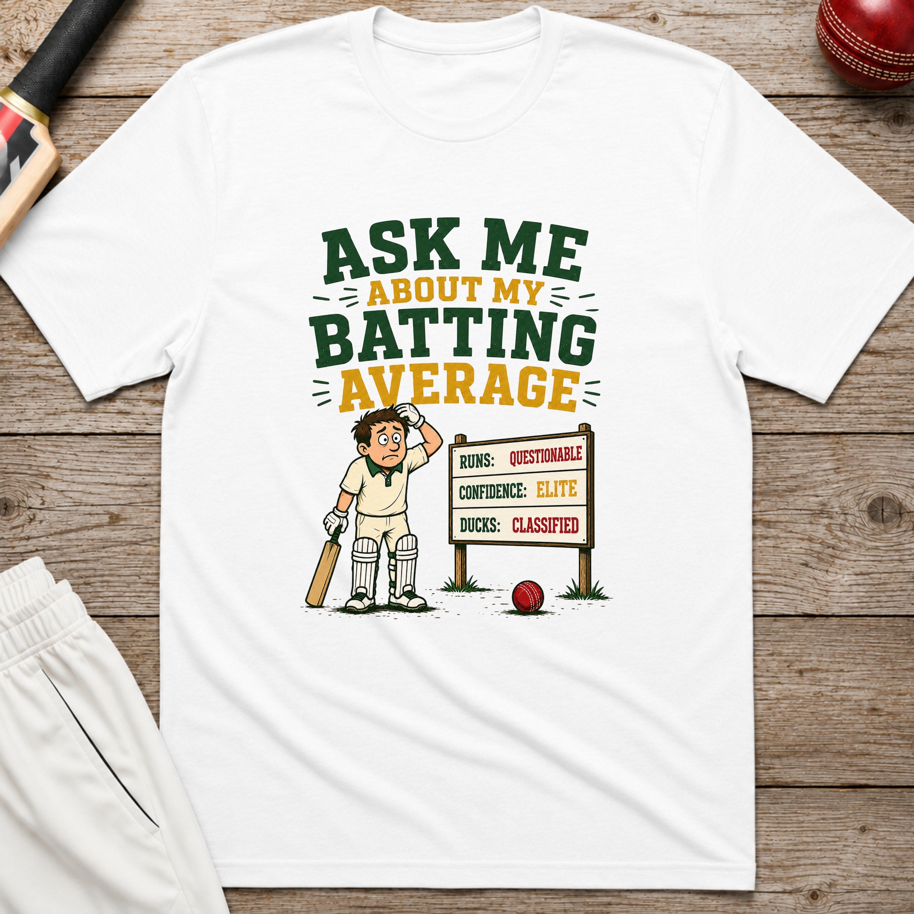 Ask Me About My Batting Average T-Shirt - White